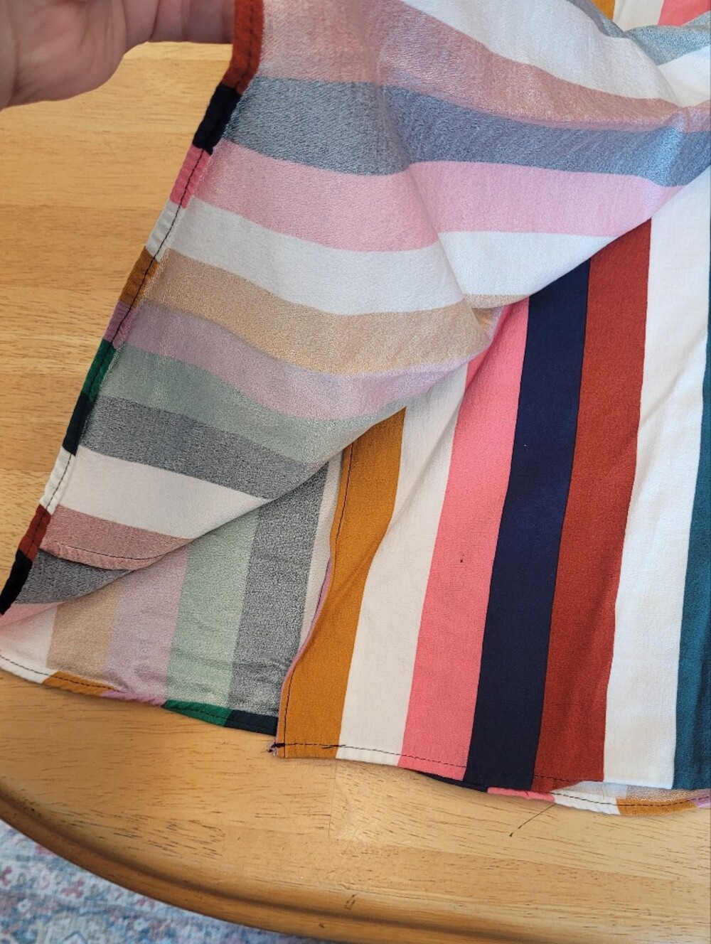 Boden Portia Rainbow Wrap Skirt Blue White Gold Stripes Size 10 Petite 14P UK - Picture 3 of 9